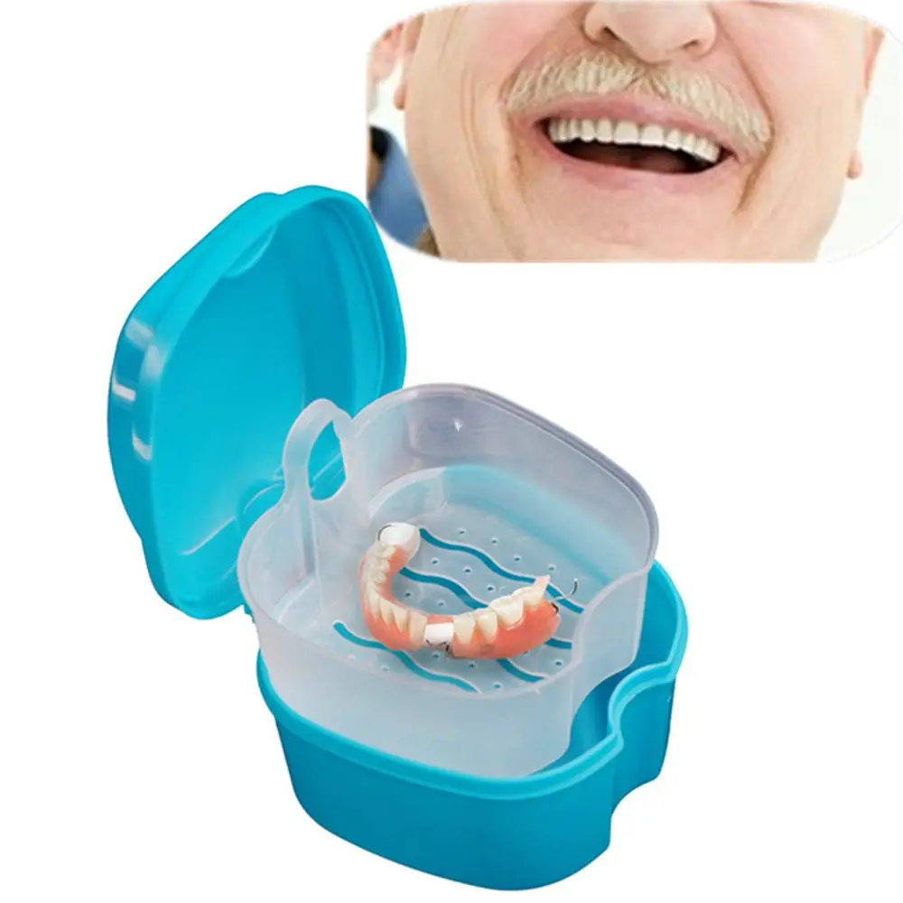 

Plastic Denture Case Organizer Bath Box Case Dental False Teeth Storage Box with Drainer Container