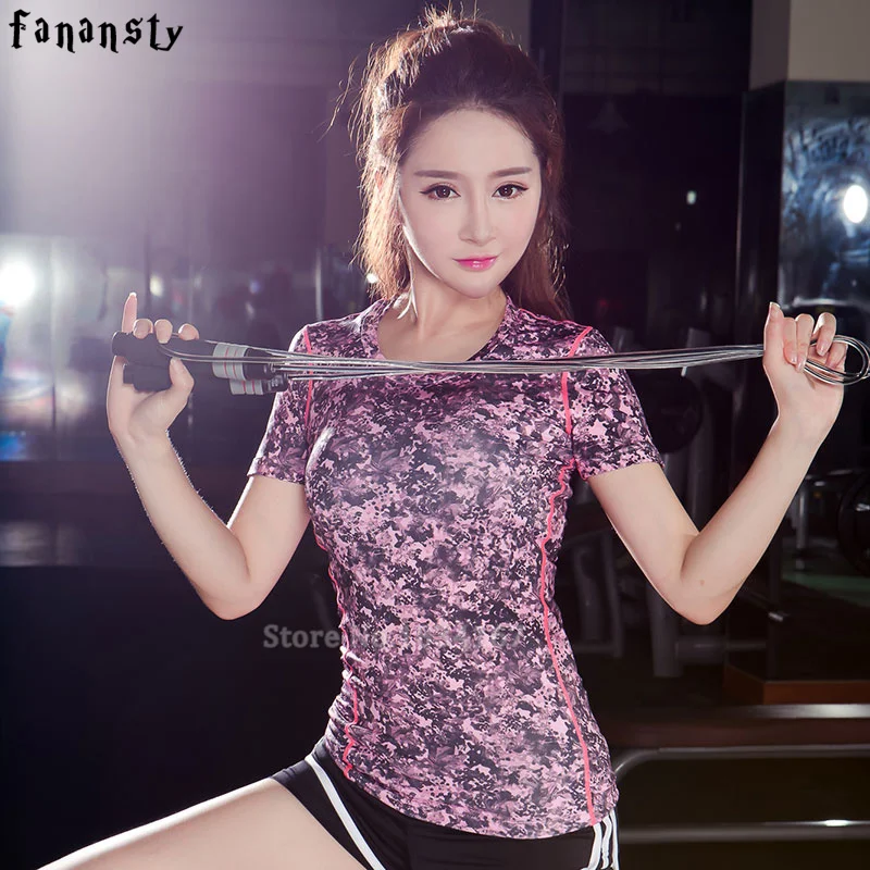 New Yoga Tops women Sexy Gym Sports Shirts Fitness Running tight woman