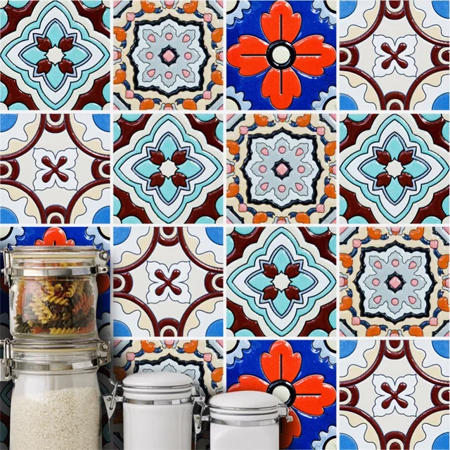 Yanqiao Turkish Tiles Wall Sticker Self Adhesive Art Home Decal Yanqiao Turkish Tiles Wall Sticker Self Adhesive Art Home Decal Waterproof Kitchen Bathroom Backsplash Decor 10
