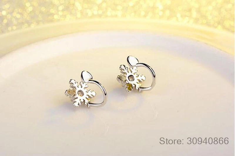 Модные Простые 925 серебряные серьги-кольца в виде снежинок и циркония для маленьких девочек, милые красивые вечерние ювелирные изделия
