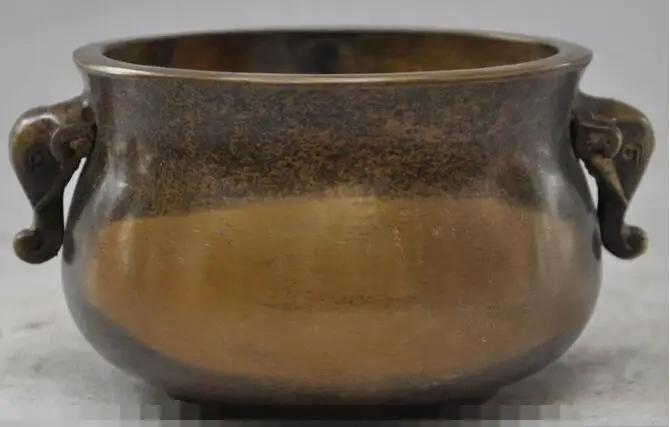 

S02198 marked chinese buddhism pure bronze Elephant head statue incense burner Censer (B0413)