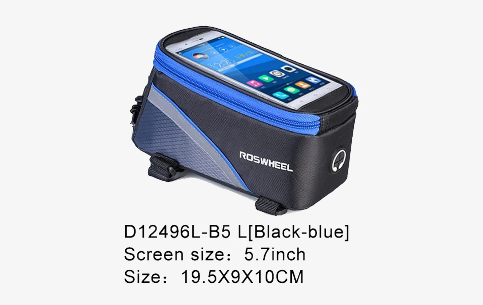 Excellent ROSWHEEL Bicycle Bags Frame Front Head Top Tube Waterproof Bike Bags&Double IPouch Cycling For 5.5-6.2 in Cell Phone Touch 7