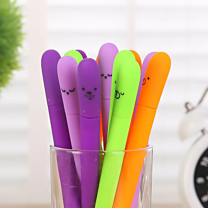 24 Pcs The Korean Creative Stationery Pupils Prize Eggplant Expression Neutral Pen Kawaii School Supplies Pens for Writing dot matrix primary school pupils in grade 12 and grade 3 copying practitioners chinese version 1 volume 2 synchronous practicing