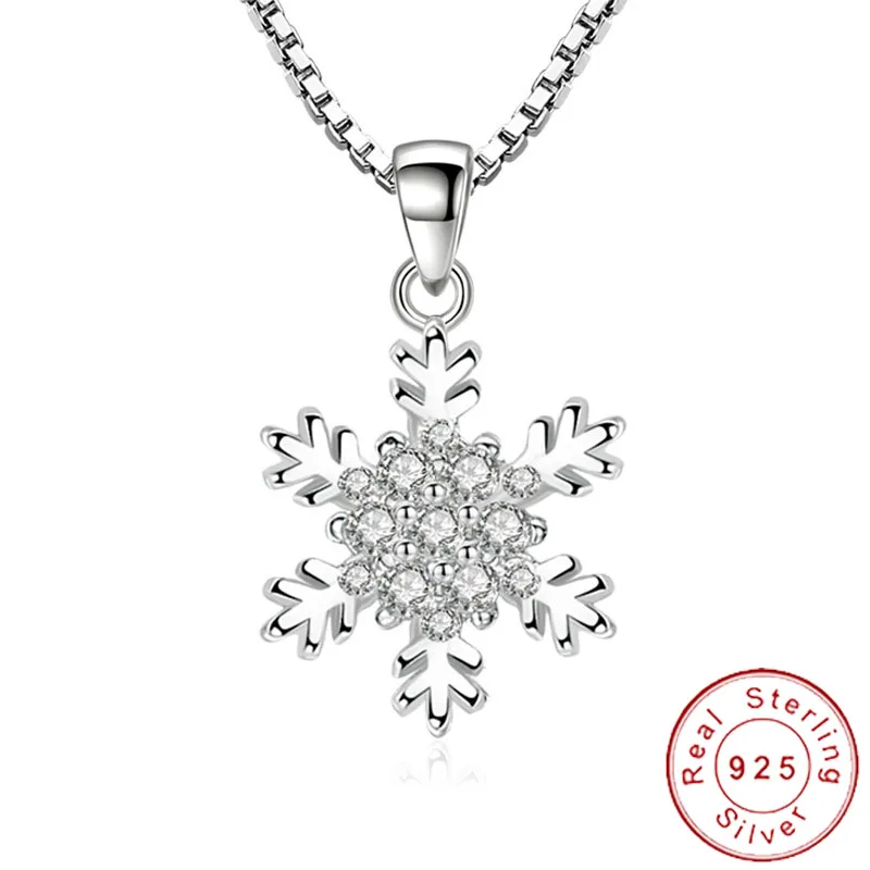 

Minimalist Real Pure 925 Sterling Silver Snowflake Necklaces Short Chain Necklace Female Cute Small Neclace for Women SN024