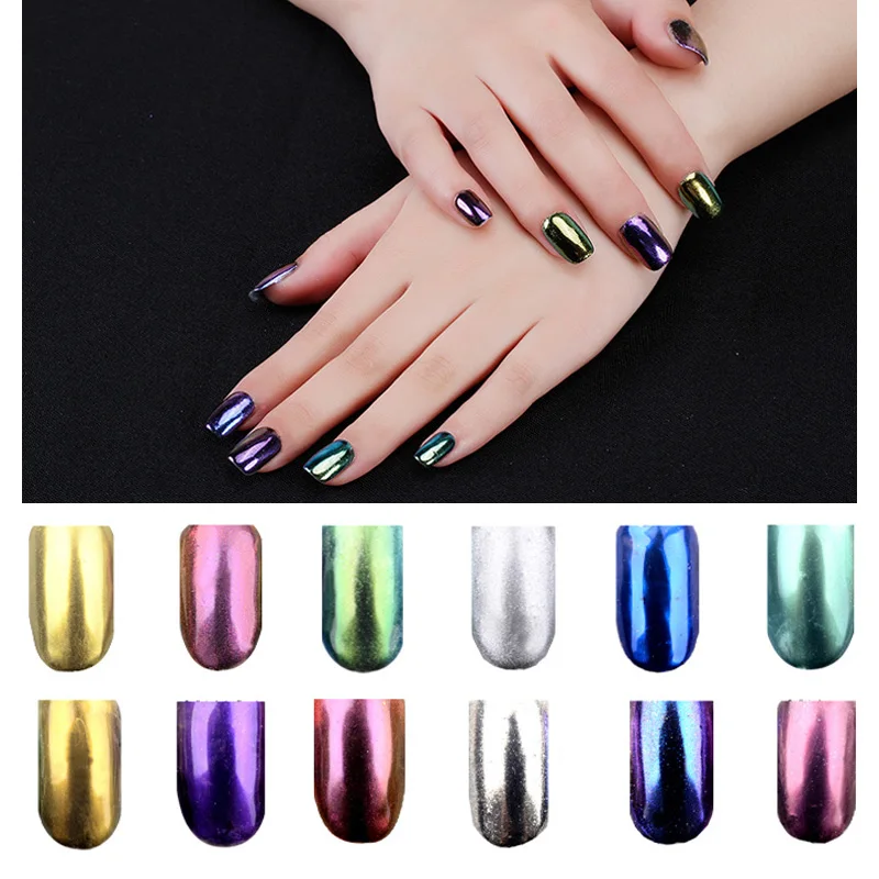 New 2g/box Shinning Magic Mirror Powder Dust Nail Glitters DIY Nail Art Sequins Chrome Pigment Decorations Tools