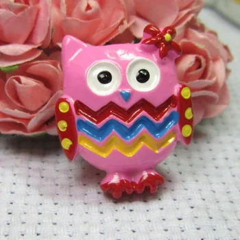 

50pcs/lot Cute pink owl Resin Cabochon Flat Back Girls Hair Bow Center Making Boys Crafts DIY 25*20mm