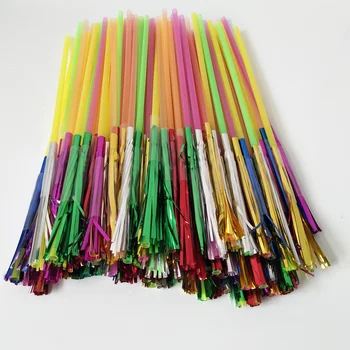 

200pcs Metallic Foil Fringe Fireworks Cocktail Party Straws Table Decor Random
