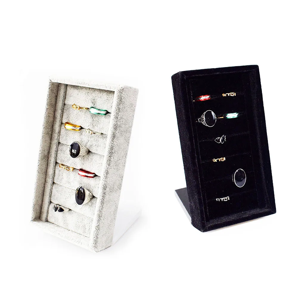 

SZanbana Jewelry Trays Ring Display Stand Box 7 Slot Velvet Bracelet Showcase Earring Organization Necklace Storage case
