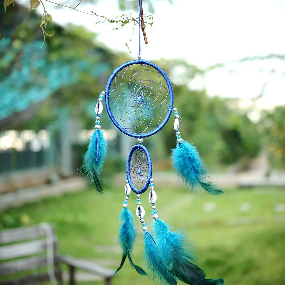 

Blue Dream Catcher With feather Wall Hanging Decoration Ornament Gift Shell