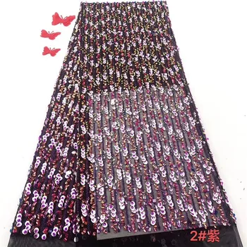 

Fashionable lady dress material French lace nice net lace fabric with sequins PDN325(5yards/lot) many color