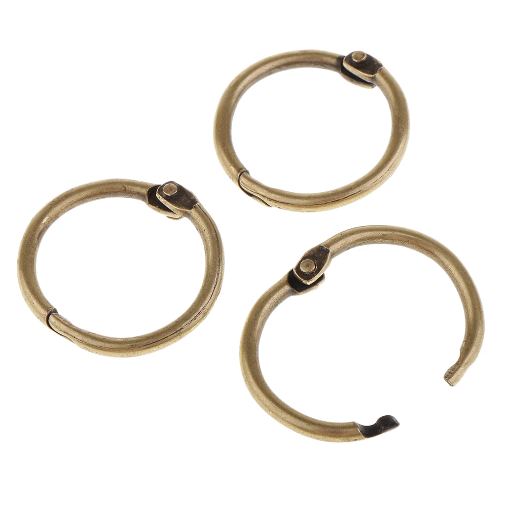 Set of 10 Pieces Metal Paper Blinder Split Rings Golden Single Ring Loose Leaf DIY Travel Notebook, Photo Album and Scrapbooking