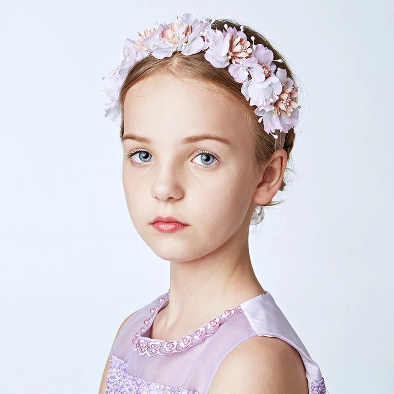 Lovely Girls Pink Flower Headband for Dress Party Artificial Flowers