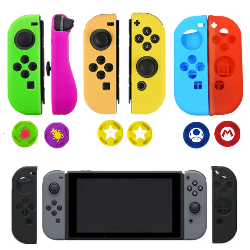 

Nintend Switch Soft Silicone Protective Skin Case+2 Thumbstick Grips Joystick Caps Cover for Nintend Switch NS Joy-Con