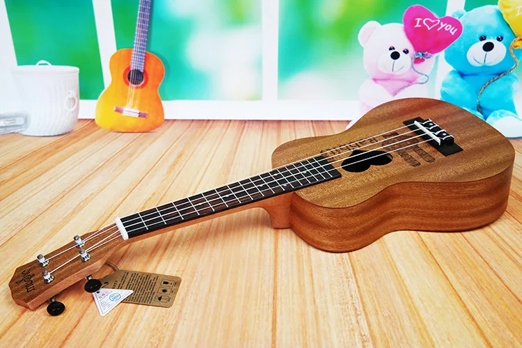 23 дюймов Ukelele концерт 4 струны 17 Fret Гавайских небольшой Гитары акустической Гитары палисандр гриф сердце рисунок с кроликами