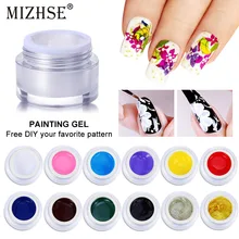 Mizhse 15ml 페인팅 젤 네일 아트 uv led diy 디자인 매니큐어 하이브리드 와이어 드로잉 젤에 대 한 모든 손톱에 대 한 순수 컬러 광택(China)