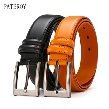

PATEROY Men's Belt Cinturon Hombre Genuine Leather Belt Men Luxury Cinto Riem Ceinture Homme Waist Belts for Men Pin Buckle