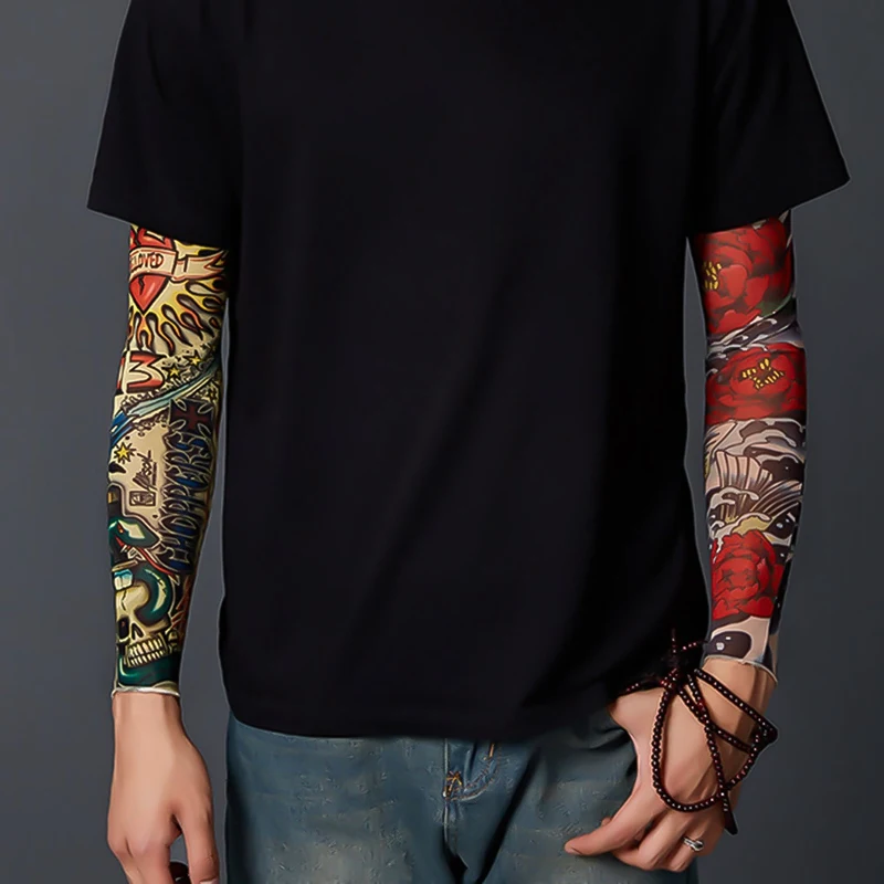 1 шт. эластичные рукава временные 3D тату рукав боди-арт чулки без рукавов классные для боди-арта гетры для мужчин и женщин