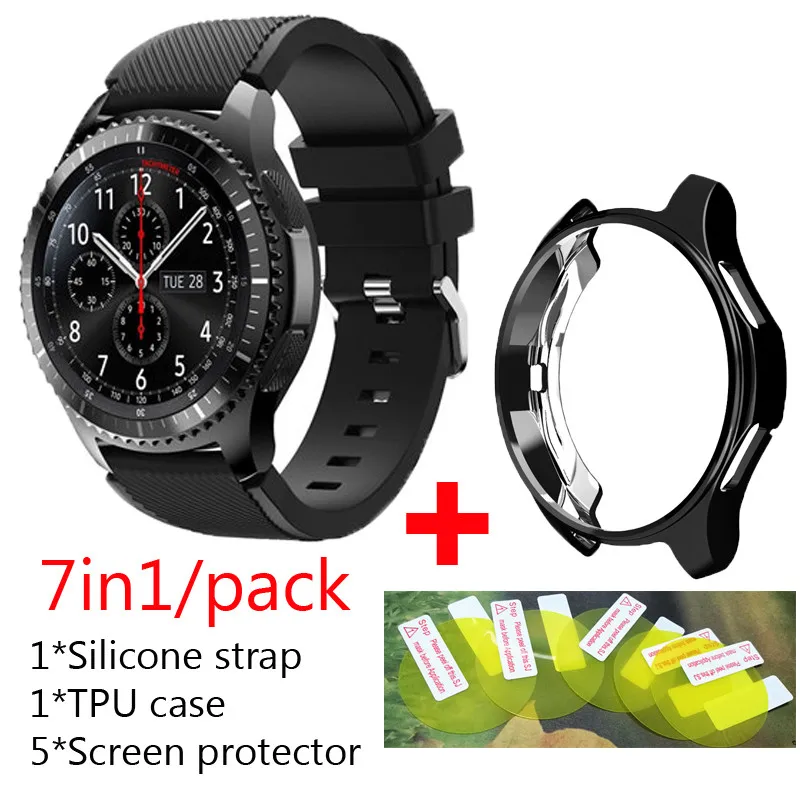 

7in1 pack bands for Samsung Gear S3 frontier classic/ Galaxy Watch 46mm strap+TPU Shell Cover cases Frame+screen Protector film