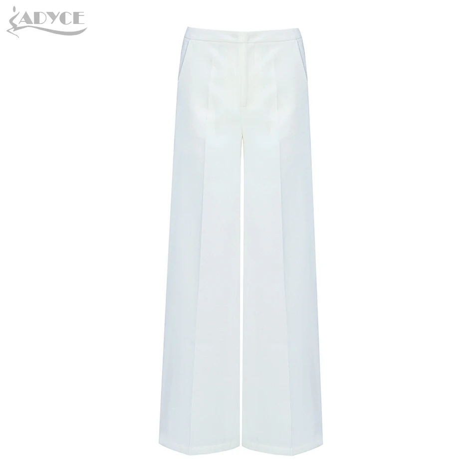 

Adyce 2019 New Summer Women Runway White Pants Fashion Wide Leg Pants Elegant Celebrity Evening Party Club Pants Trousers