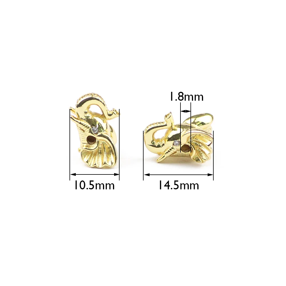 WLYeeS 4 шт. белый циркон голова слона Подвески медные бусины микро-инкрустация хрустальные металлические свободные бусины для самостоятельного изготовления ювелирных изделий браслет