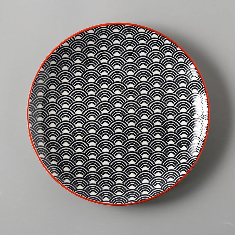 Новинка,, 8 дюймов тарелка, керамика, глазурь, вниз, цветные, для овощей, Центральная тарелка, европейская, лаконичная, бытовая, маленький диск для стейка - Цвет: Wave SPlate