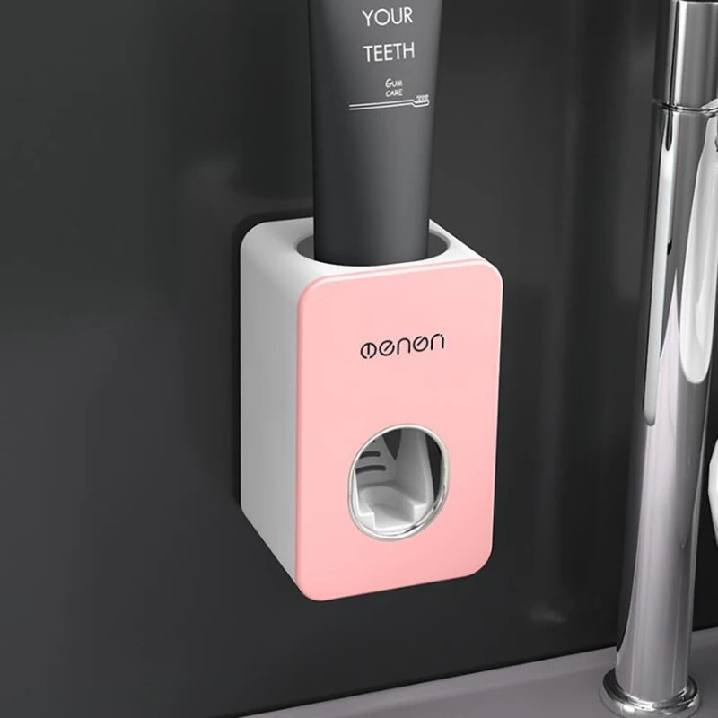 Basupply 1 шт. настенный, Автоматический Дозатор зубной пасты соковыжималка аксессуары для ванной комнаты - Цвет: Pink