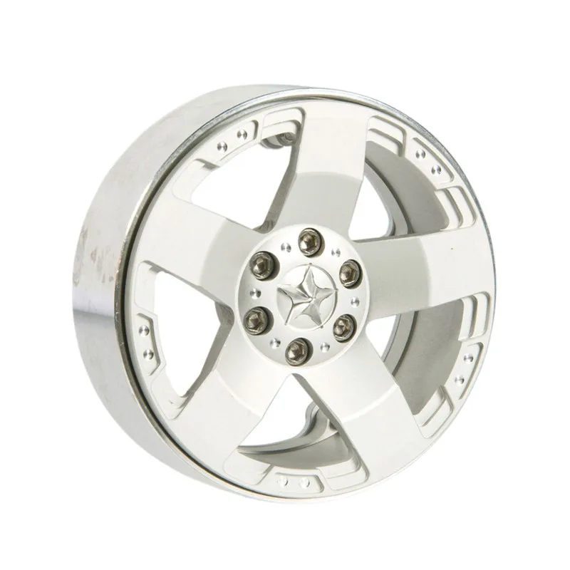 

1PC Silver 2.2 Inch RC 1:10 Rock Crawler Alloy Wheels Rims For RC Crawler Axial SCX10 Wraith 90018 Beadlock Wheels Hub Free ship