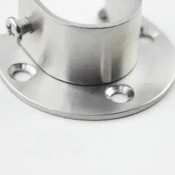 

1*Closet Wardrobe Hanging Rail Rod End Support Flange Socket For Metal Silver