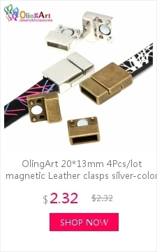 OlingArt 18*10 мм, 6 шт./лот, кожаные застежки, керамические бусины с квадратным отверстием, новинка, Лидер продаж, разноцветные, для смешивания, сделай сам, для изготовления ювелирных изделий, кожа