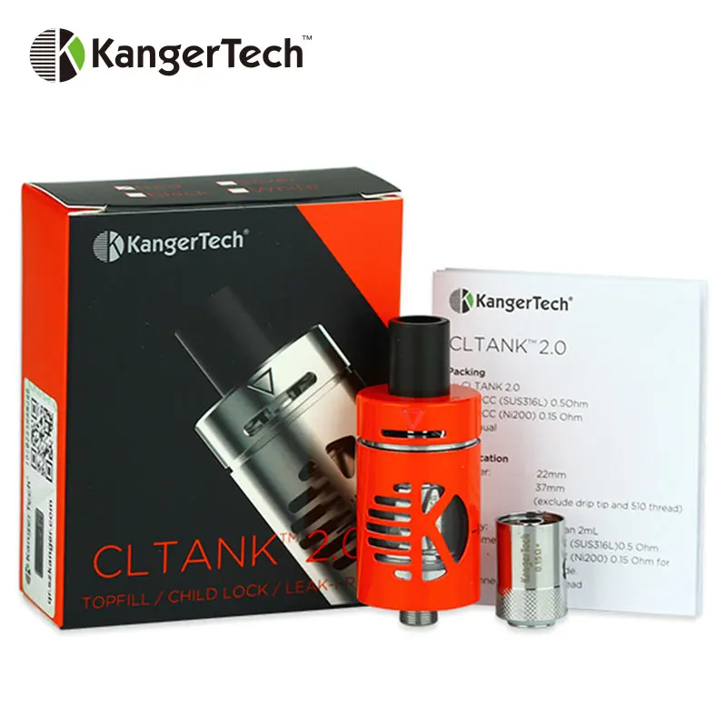 

100% Original Kangertech CLTANK Tank 2ml Kanger Cltank Atomizer 2ml E-liquid Capacity Kanger Clearomizer Top Filling Leak-free