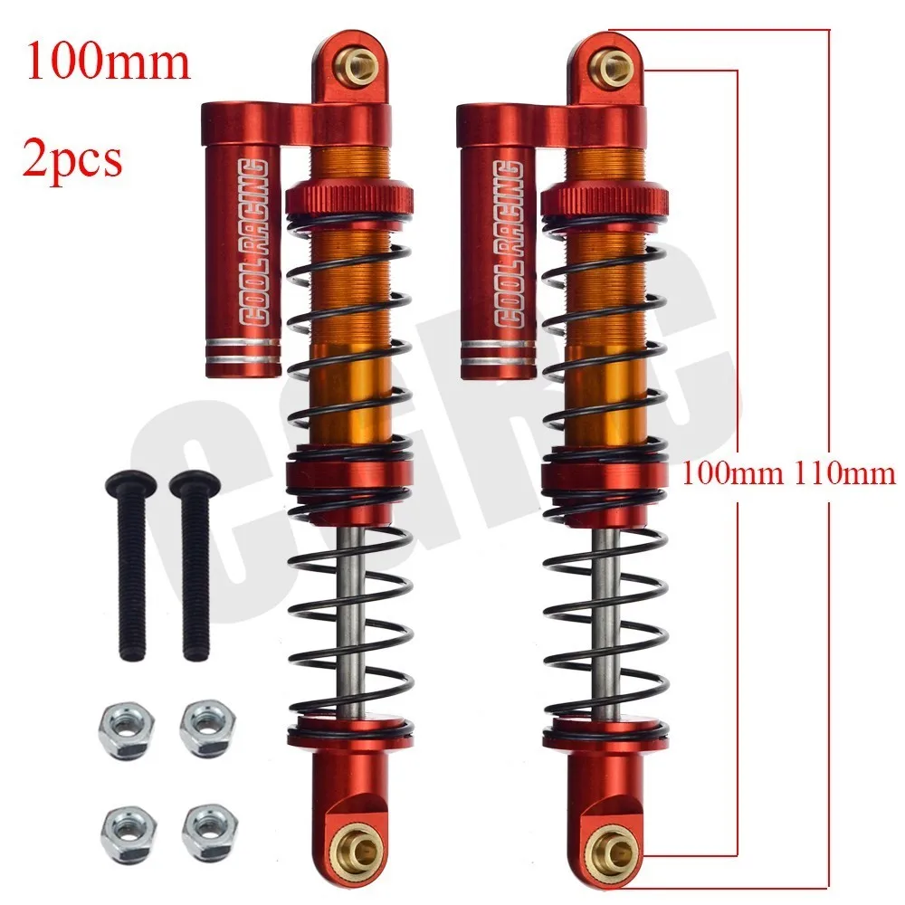 Масляный Регулируемый 90 мм 100 мм 110 мм металлический амортизатор демпфер для 1/10 RC Гусеничный автомобиль запчасти грузовик осевой SCX10 TRX4 D90 RC обновление - Цвет: Red100mm 2pcs