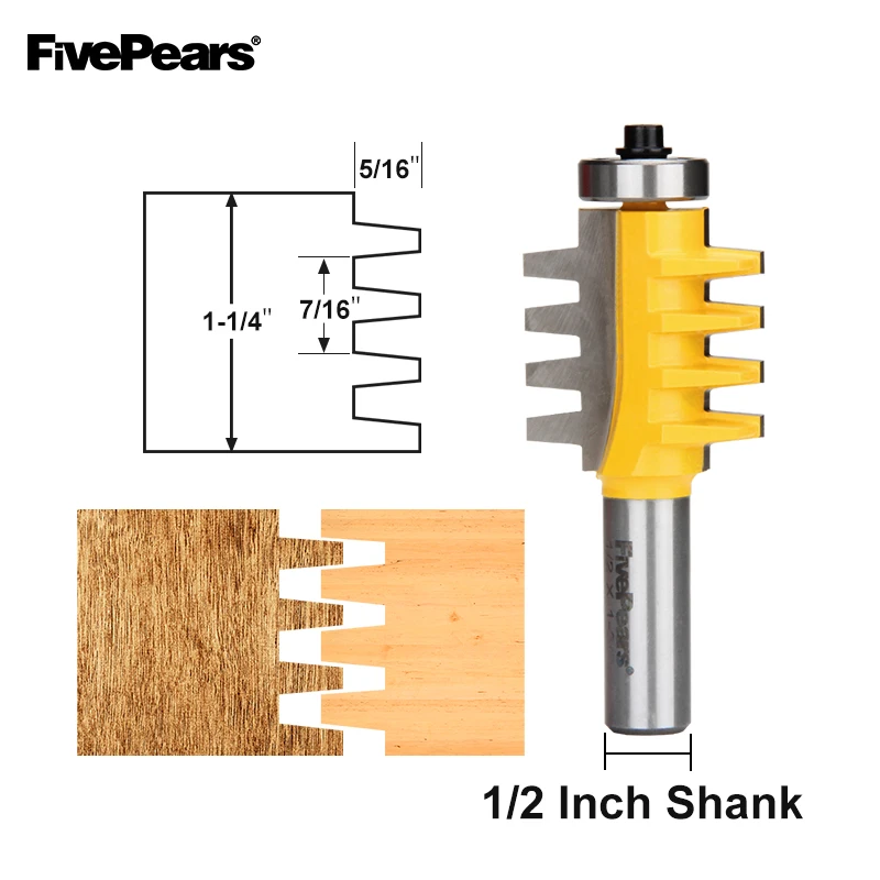 

FivePears Finger Joint Router Bit with 1/2" Shank,Reversible Finger Joint Glue Joint Router Bit for Woodworking