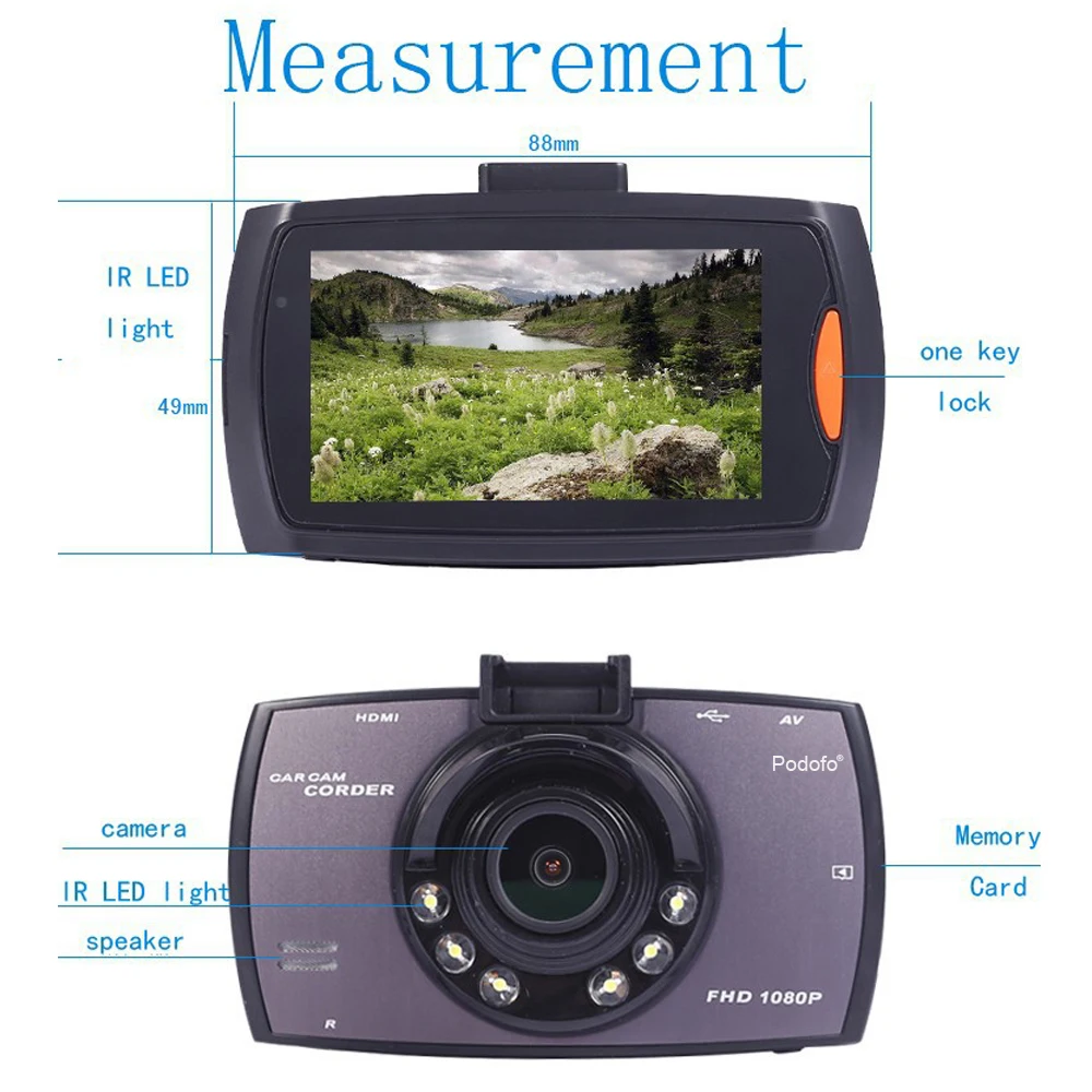 Podofo Car Camera G30 Full HD 1080P 2.7\