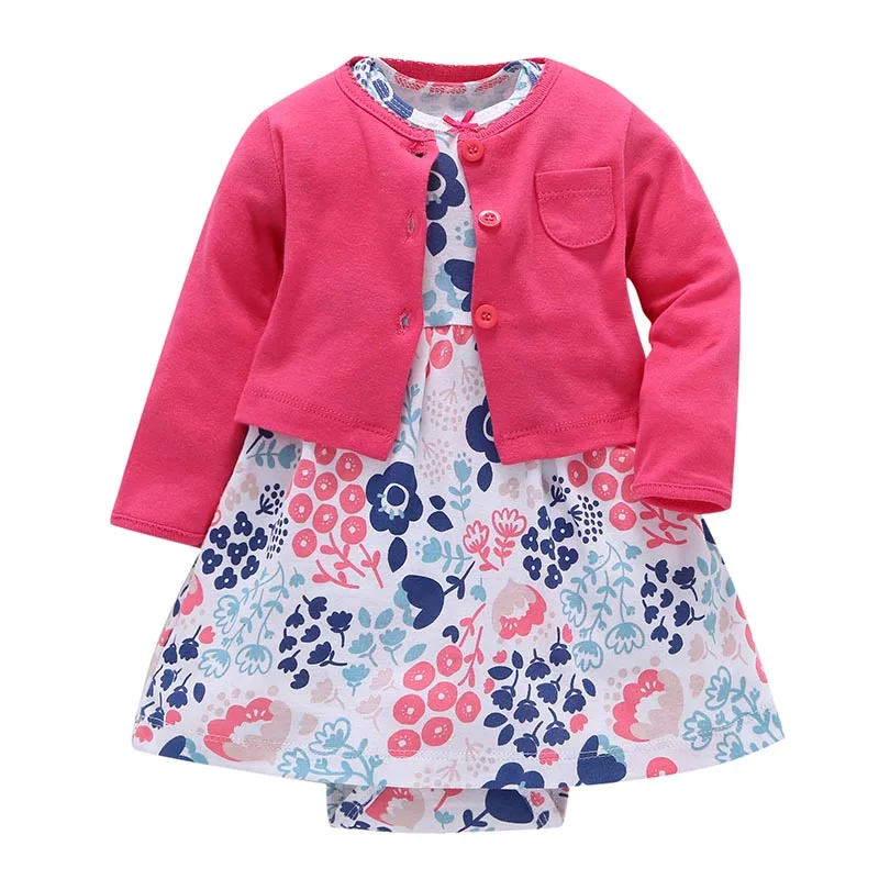 Одежда для новорожденных девочек платья для маленьких девочек кардиган с длинными рукавами+ платье с короткими рукавами комплект одежды из 2 предметов для маленьких девочек - Цвет: 21