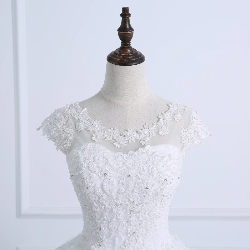 Бальное платье свадебное платье Кружевное боди рубашка с коротким рукавои и жемчугом свадебное платье плюс размер реальное изображение подвенечное платье Vestido De Noiva