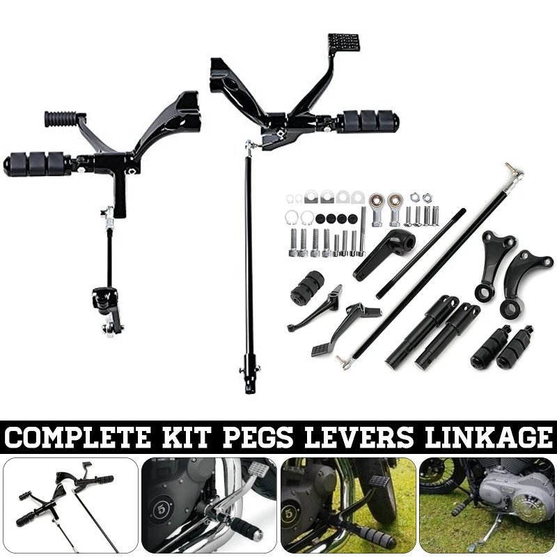 

1 Set Black Complete Motorcycle Forward Controls Kits with Pegs Levers For Harley Sportster 883 1200 883R 2004-2013