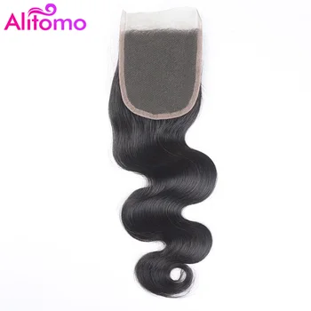 

Alitomo Lace Closure Malaysian Human Hair Closure Body Wave Closure Remy Human Hair Weaves Swiss Lace 8-20 Inch Natural Black
