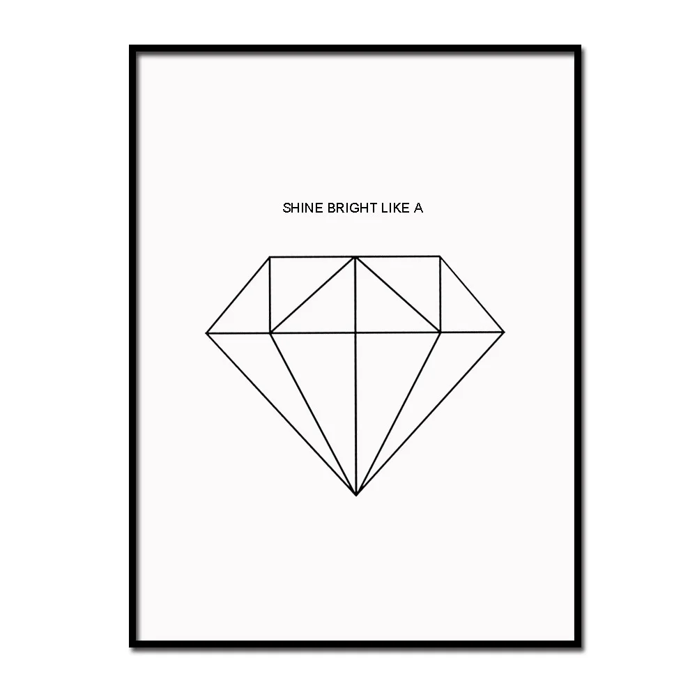 Hitam Berlian Sketsa DIY Art Kanvas Lukisan Dibingkai Untuk Ruang