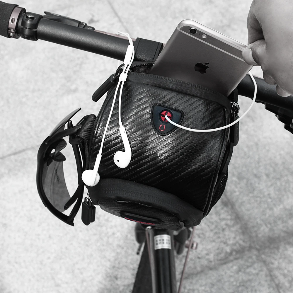 Flash Deal RHINOWALK Bicycle Handlebar Bag Electric Bike Front Rainproof Tube Pocket Shoulder Pack Multi Phone Holder with Rain Cover 2