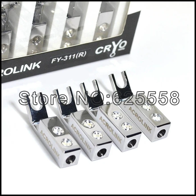 Acrolink FY-311(R) 4Pcs Pure Copper Rhodium Plated Speaker Cable Y Spade Terminal Connector