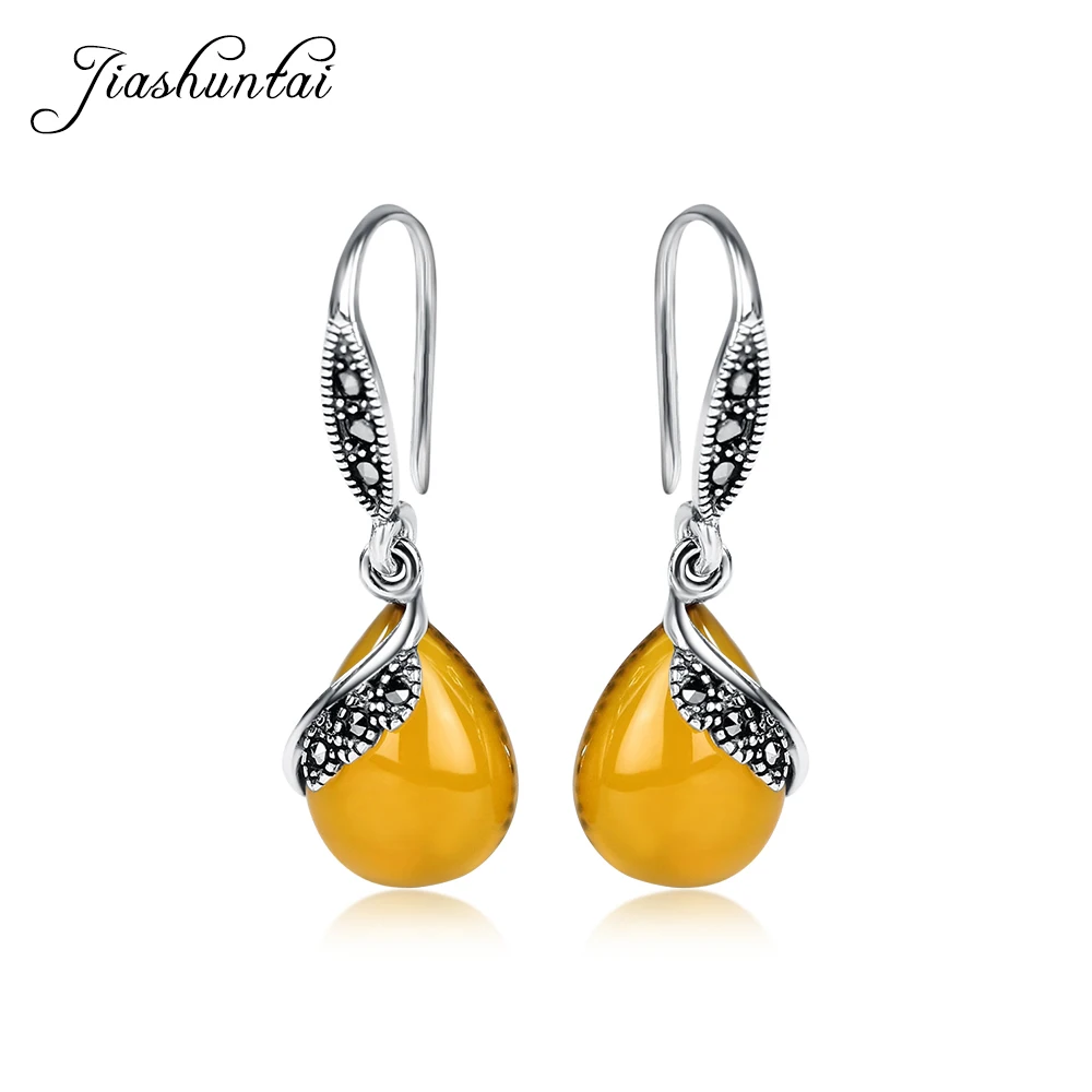 Женские винтажные серьги JIASHUNTAI из 100% стерлингового серебра 925 пробы с
