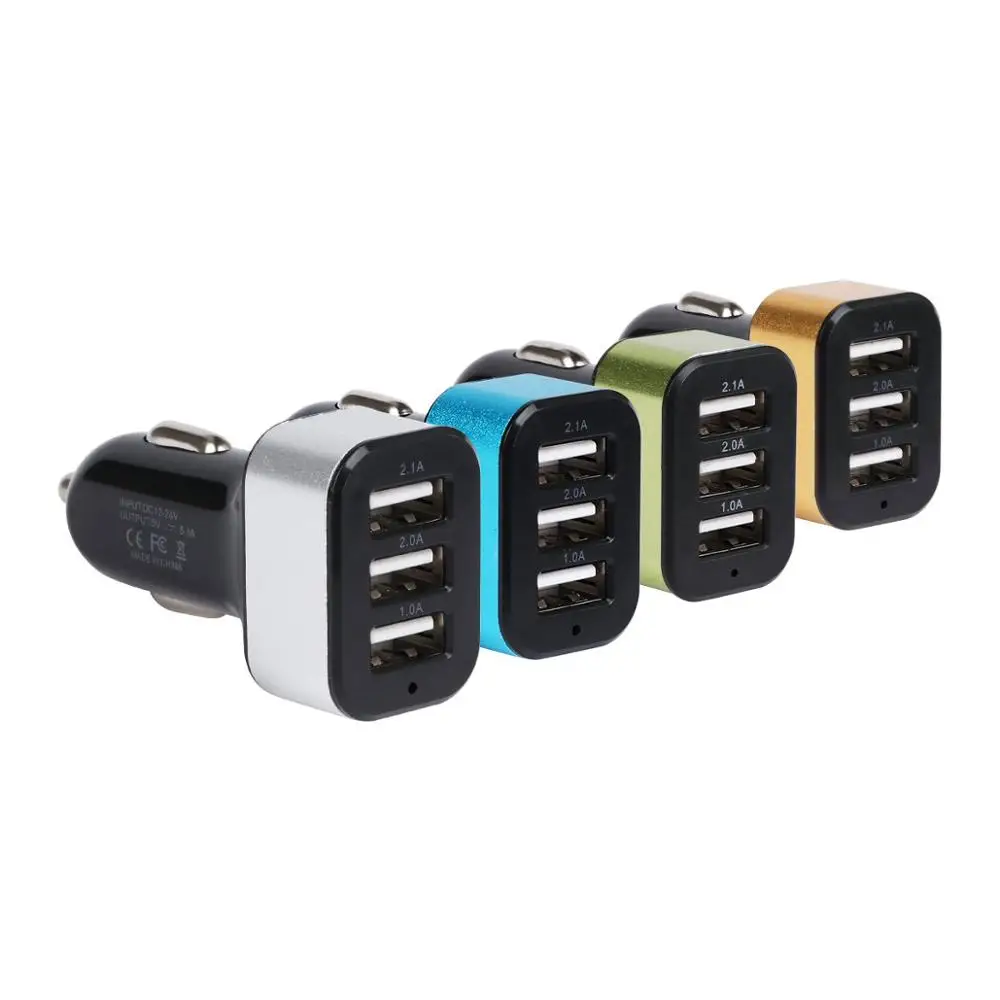 Универсальное автомобильное зарядное устройство 3-портовый USB 5V 2.1A адаптер, быстрая зарядка 3 USB для iPhone samsung huawei
