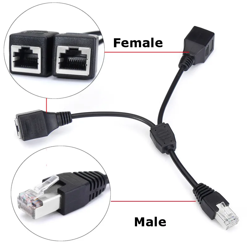 Лучшая цена Cat 5 LAN Ethernet RJ45 1 Папа два разъема адаптера соединительный кабель