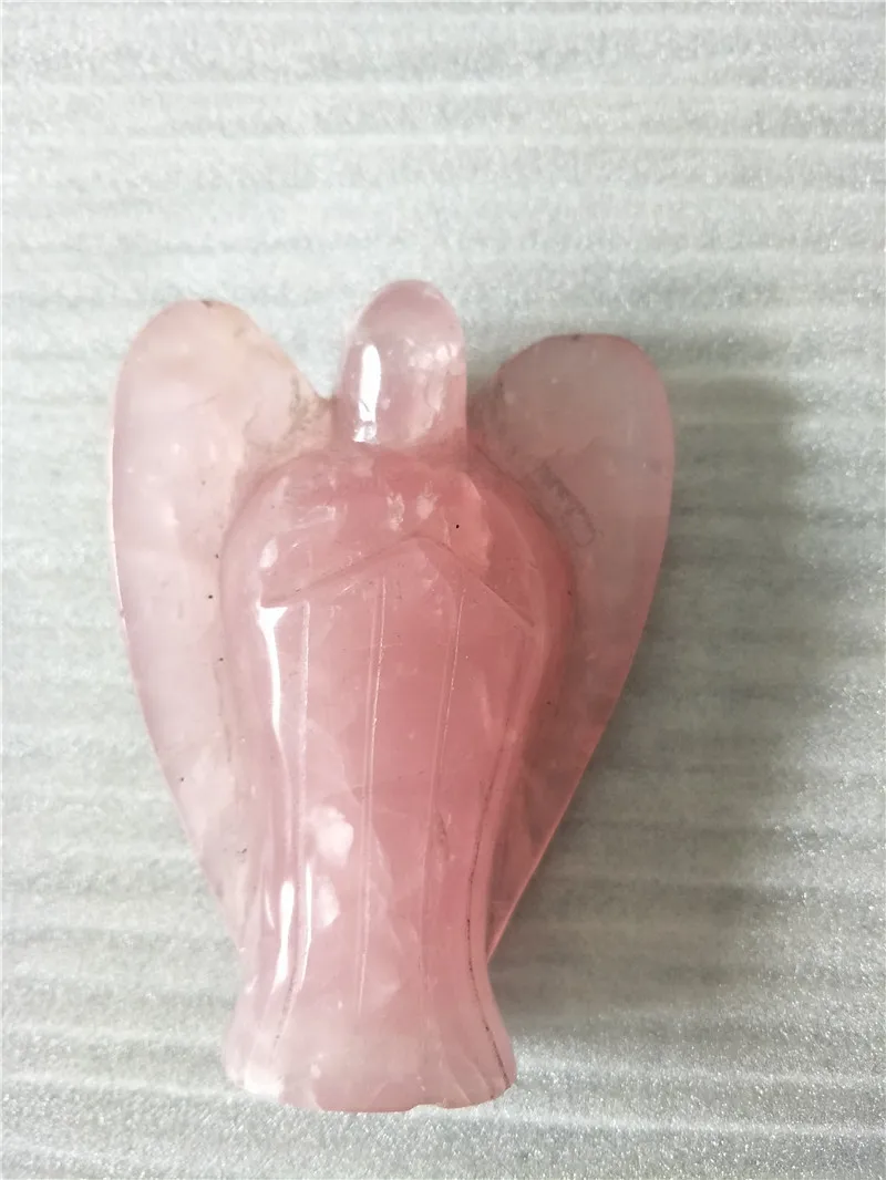 Lovely Natural crystal Hand carved Rose quartz angel figurines for