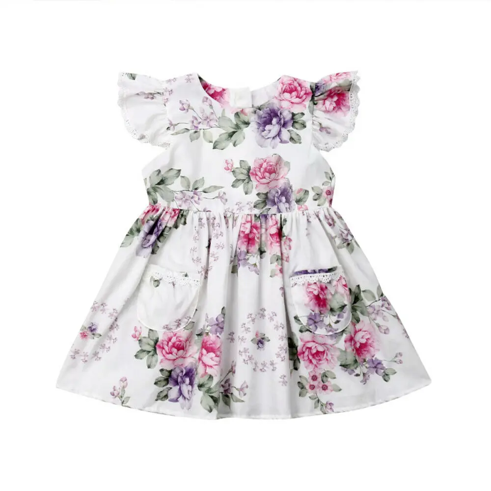 

Pudcoco 2019 Summer Kids Baby Girls Floral Clothes Lace Princess Party Dress Cute Sundress 1-6Y