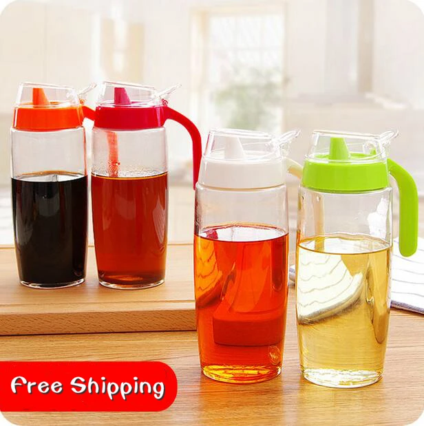 Large Household Glass Jar With Handle And Lid Leak Oiler Kitchen