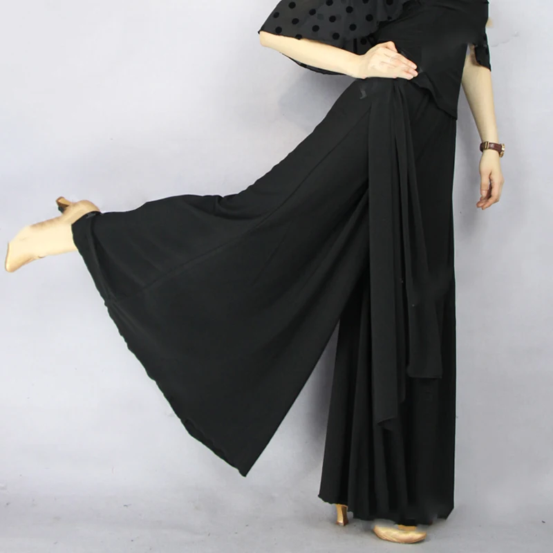 Ballroom Latin Dance Pants Modern Dancing Clothes Bullfighting Flamenco Dance Wear Women Standard Black Wide Leg Trousers DN1168 Ballroom Latin Dance Pants Modern Dancing Clothes Bullfighting Flamenco Dance Wear Women Standard Black Wide Leg Trousers DN1168