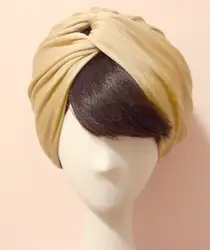 Кольцо ретро сплошной Цвет оголовье женщина высокая Класс платок тюрбаны мусульманских бежевый Hairbands сладкие