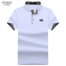 SHABIQI, новинка, брендовая рубашка поло, мужские вышитые рубашки поло, хлопок, короткий рукав, рубашка поло, повседневная, стоячий воротник, мужские Поло, s 5XL
