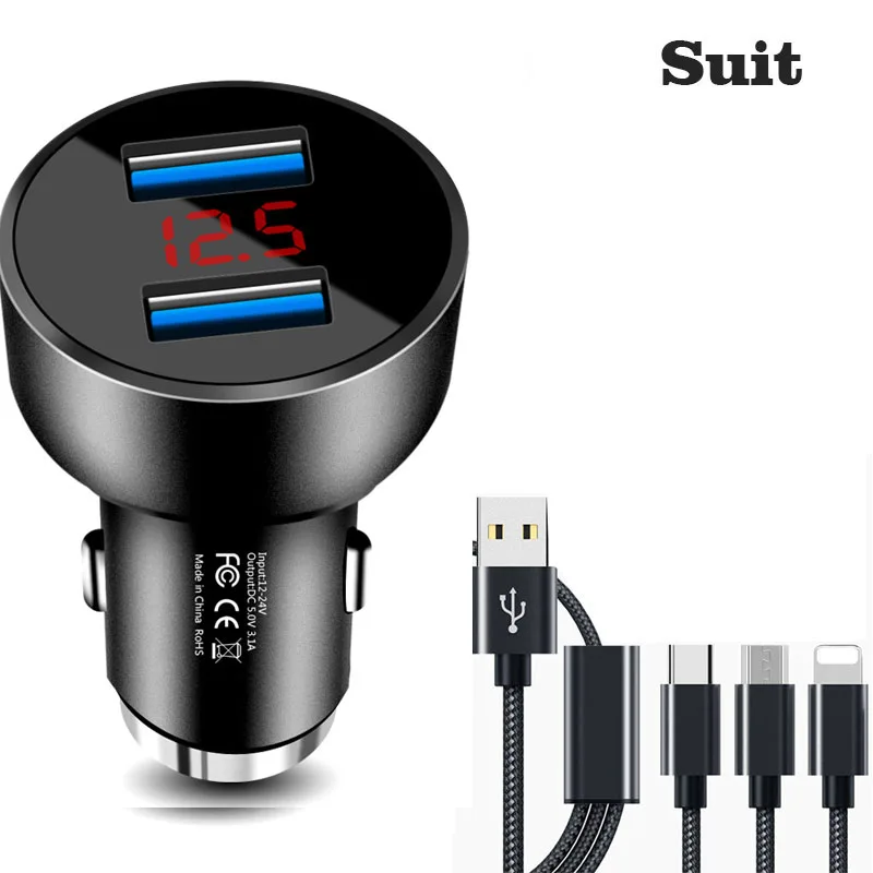 3.1A display car charger for Samsung S 10+ S10E S 10 a30 a20 s10 plus fast phone charger for Huawei P30 p 30 P20 P10 Pro lite